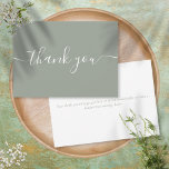 Sage Green Simple Modern Elegant Script Thank You Card<br><div class="desc">Simple modern elegant sage green script thank you card. You can personalise with your own thank you message on the reverse or if you would prefer to add your own handwritten message simply delete the text. A perfect way to say thank you! Designed by Thisisnotme©</div>