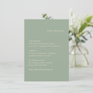 Sage Green Simple Modern Wedding Enclosure Card