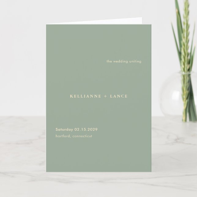 Sage Green Simple Modern Wedding Program (Front)