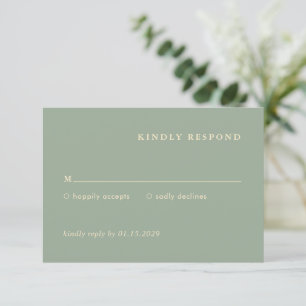 Sage Green Simple Modern Wedding RSVP Card
