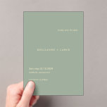 Sage Green Simple Modern Wedding Save the Date Acrylic Invitations<br><div class="desc">Modern style acrylic wedding save the date featuring a simple yet elegant design.</div>