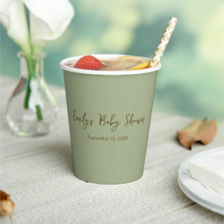 Sage Green Simple Paper Cups