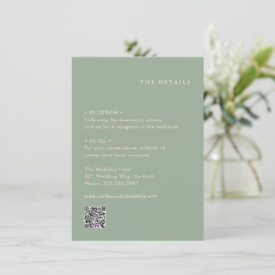 Sage Green Simple QR Code Modern Wedding Enclosure Card