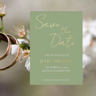 Sage Green Simple Style Wedding Save the Date