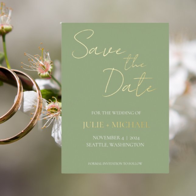 Sage Green Simple Style Wedding Save the Date (In Situ Wedding)