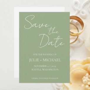 Sage Green Simple Style Wedding Save The Date