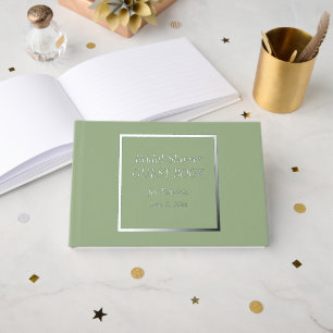 Sage Green Simple Stylised Lettering Bridal Shower Guest Book