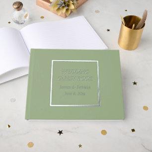Sage Green Simple Stylised Lettering Wedding Guest Book