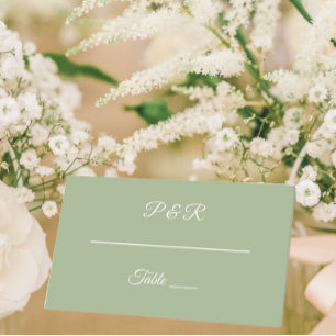 Sage Green Simple Stylised Script Wedding Place Card