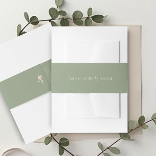 Sage Green Simple Stylish Wedding Invitation Belly Band