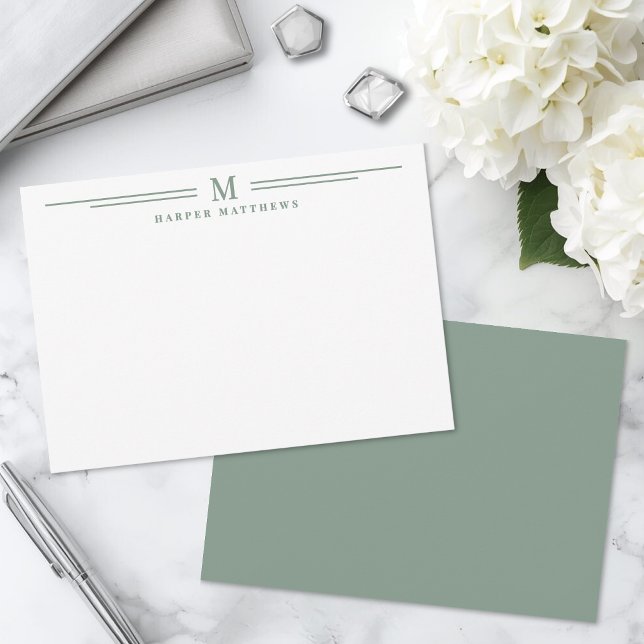 Sage Green Simple Two Border Minimalist Card (Sage Green Simple Two Border Minimalist Note Card )