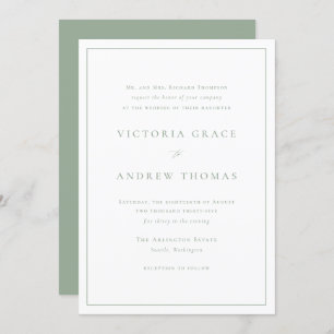 Sage Green Simple Typography Formal Wedding Invitation