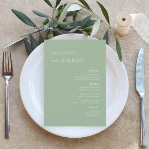 Sage Green Simple Wedding Menu Cards