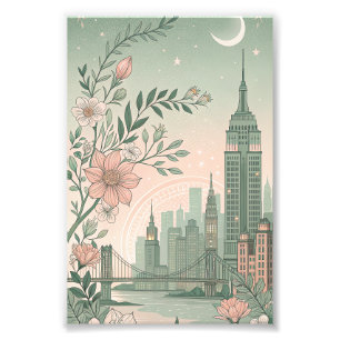 Sage Green Skyline Wedding Invitation Photo Print