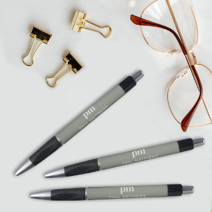 Sage Green Sleek Professional Monogram and Name