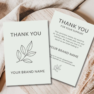 Sage Green Small Business Minimalist Botanical Thank You Card