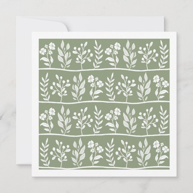 Sage Green Small Florals Botanic Rhapsody Card (Front)
