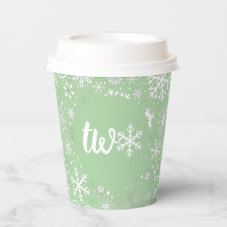 Sage Green Snowflake TWO Paper Cup