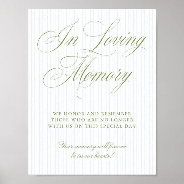 Sage Green & Soft Blue In Loving Memory Sign (Front)