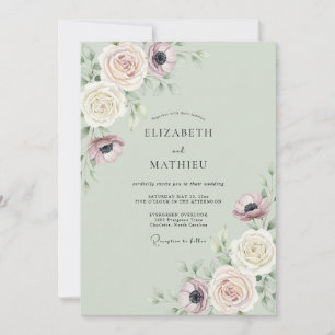 Sage Green Soft Spring Wedding Invitation