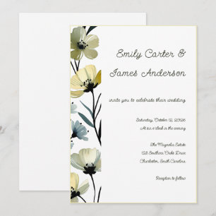 Sage Green & Soft Yellow Botanical Wedding Invitation
