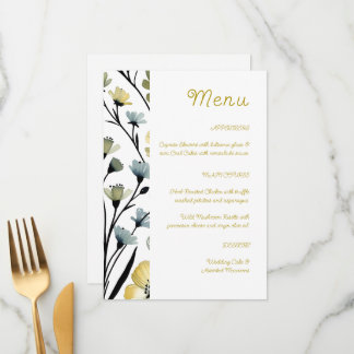 Sage Green & Soft Yellow Botanical Wedding Menu