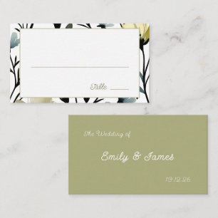 Sage Green & Soft Yellow Botanical Wedding Place Card