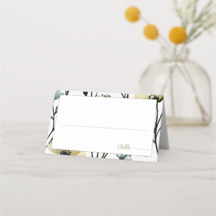 Sage Green & Soft Yellow Botanical Wedding Place Card