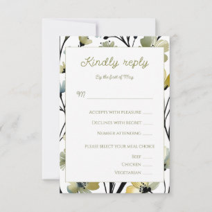 Sage Green & Soft Yellow Botanical Wedding RSVP Card