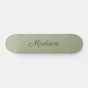 Sage Green Solid Color Personalized Skateboard