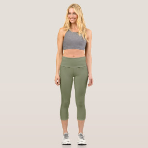 Sage Green Solid Colour Capri Leggings