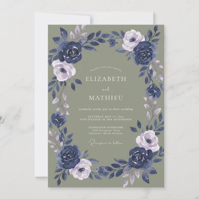 Sage Green Sophisticated Winter Wedding Invitation (Front)