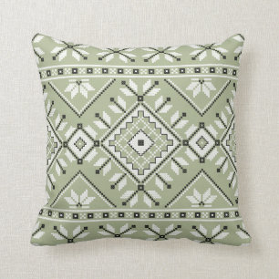 Sage Green Southwest Aztec Native Tribal Pattern Cushion