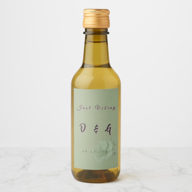 Sage Green Sparkling Wine Bottle Label (Front)