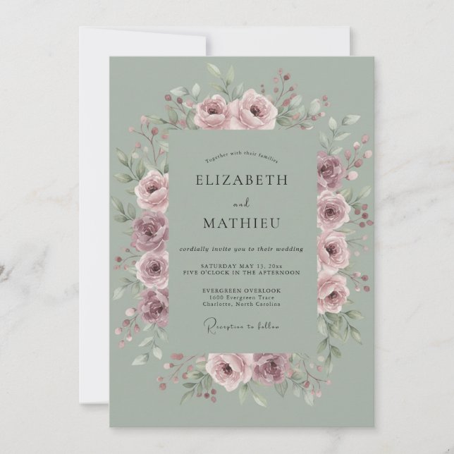 Sage Green Splendid Meadow Wedding Invitation (Front)