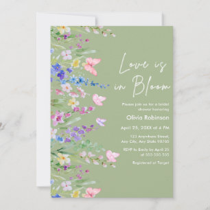 Sage Green Spring Love is in Bloom Bridal Shower Invitation