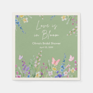 Sage Green Spring Love is in Bloom Bridal Shower Napkin