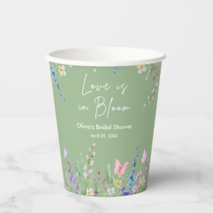 Sage Green Spring Love is in Bloom Bridal Shower Paper Cups
