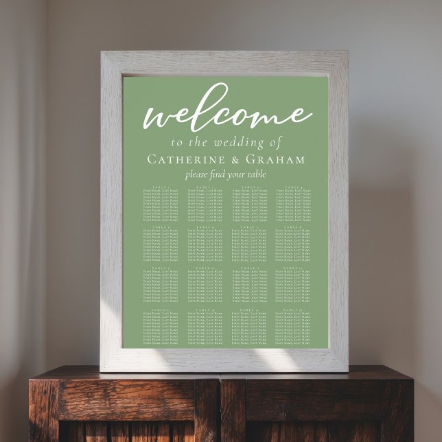 Sage Green Spring Wedding 16 Table Seating Chart (Creator Uploaded)