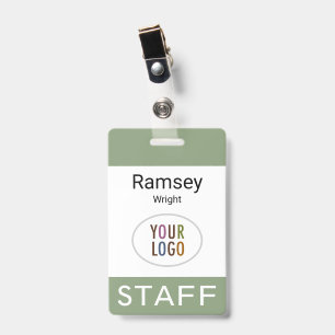 Sage Green Staff Name Tag Badge Clip Reel Lanyard ID Badge