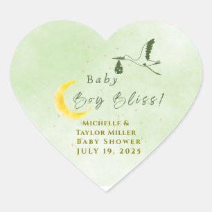 Sage Green Starlit Baby Boy Bliss Special Delivery Heart Sticker