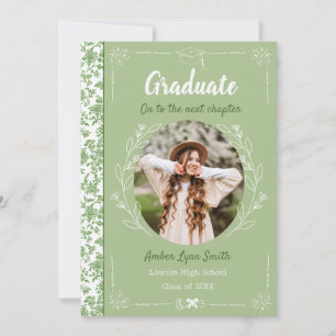 Sage Green Story Book Graduation Invitation