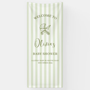 Sage Green Stripe Baby Shower Welcome Banner
