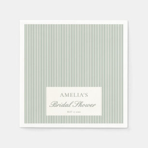 Sage Green Stripe Custom Classic Bridal Shower Napkin