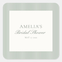 Sage Green Stripe Custom Classic Bridal Shower
