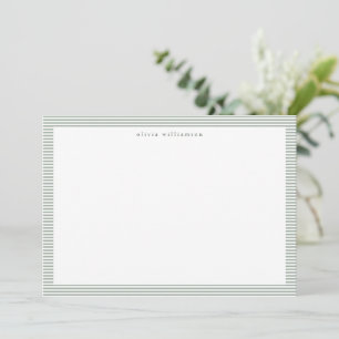 Sage Green Stripe Preppy Classic Personalised Name Card