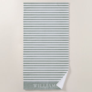 Sage Green  Striped  Beach Towel