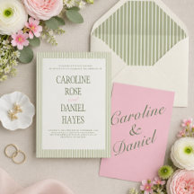 Sage Green Striped Elegant Wedding Suite