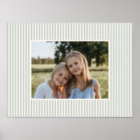 Sage Green Striped Family Photo Keepsake