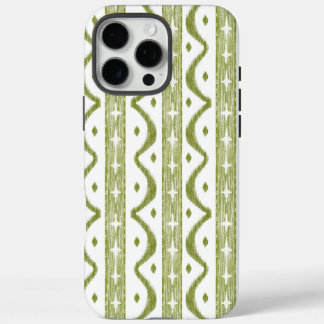 Sage Green Striped Ikat iPhone 16 Max Phone Case